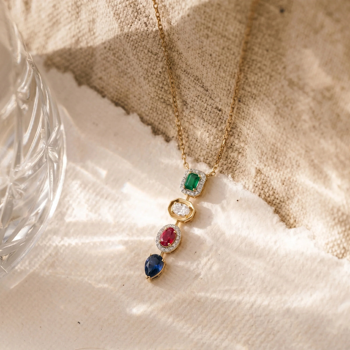 Gold Mosaic Drop Pendant