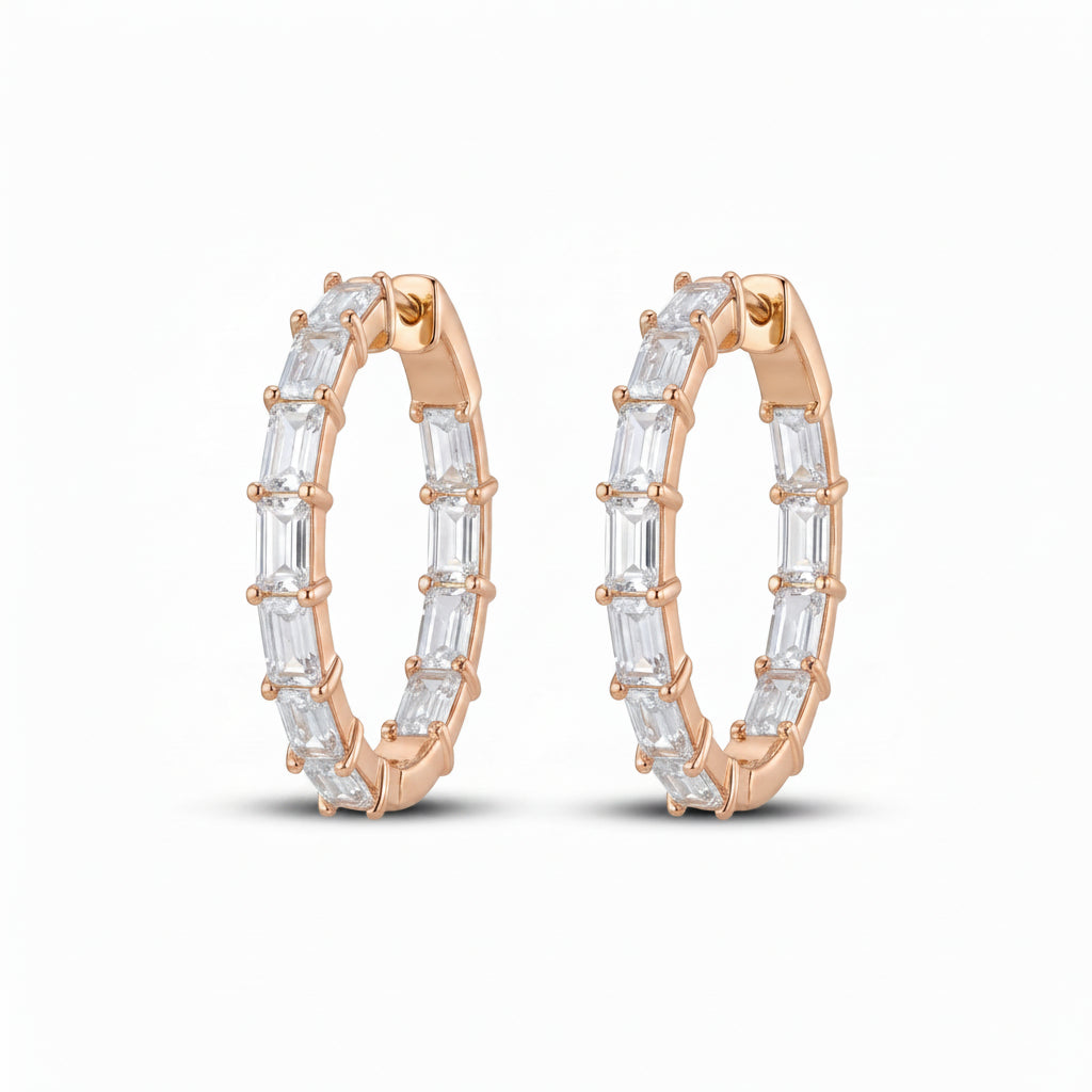 Gold Baguette Hoop Earrings