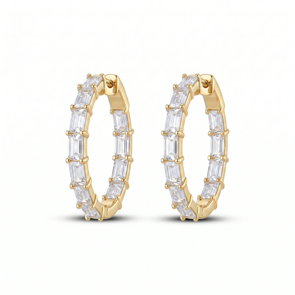 Gold Baguette Hoop Earrings