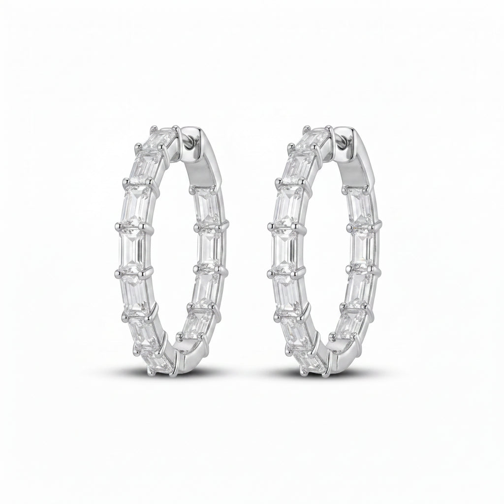 Gold Baguette Hoop Earrings