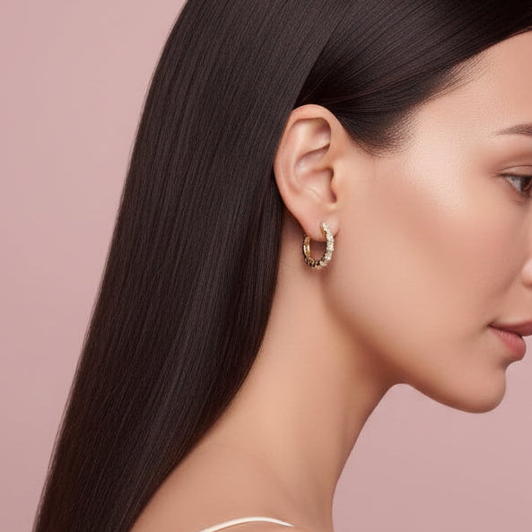 Gold Baguette Hoop Earrings