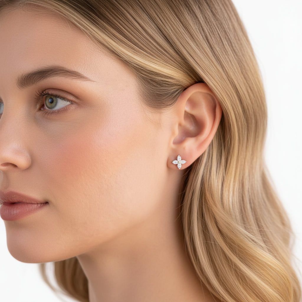 Gold Blossom Spark Stud Earrings