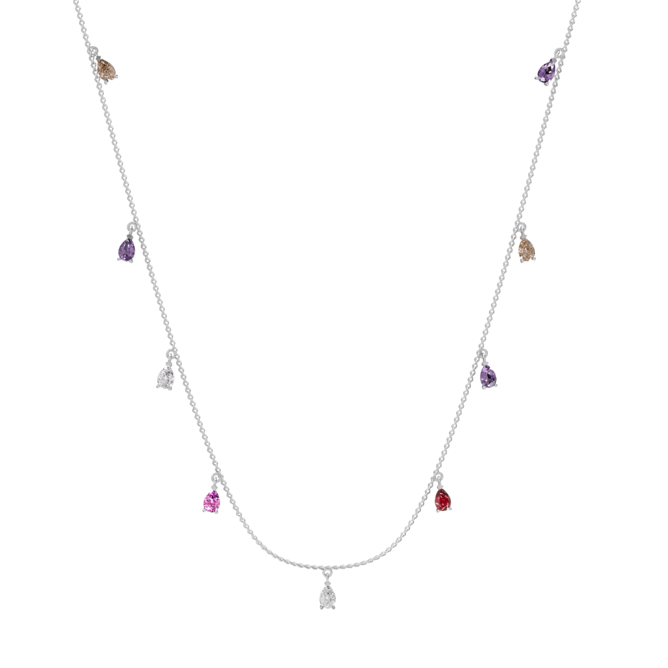 Pear Multi-Coloured Charm Necklace