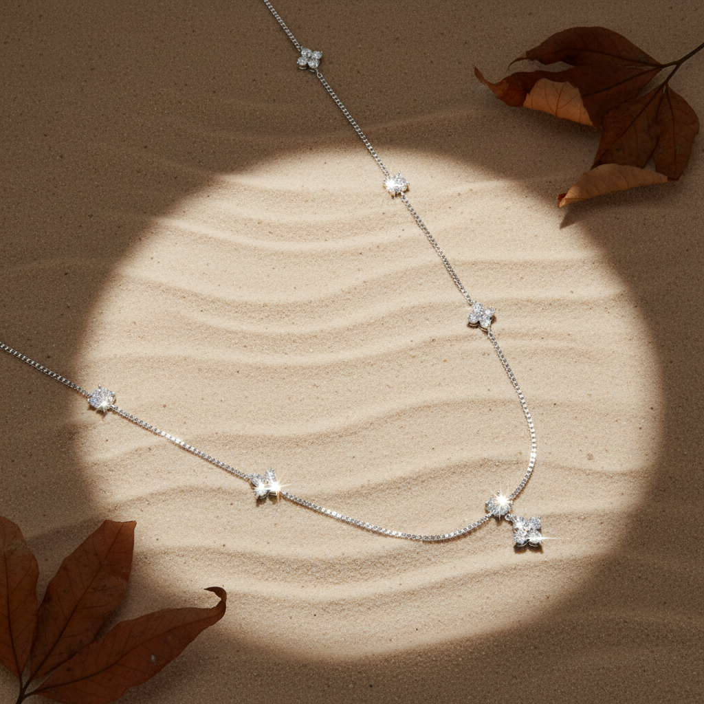 Flower Diamond Charm Necklace