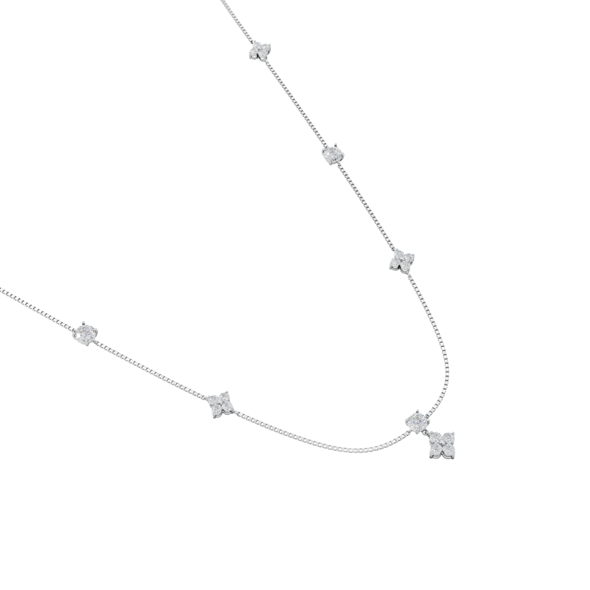 Flower Diamond Charm Necklace