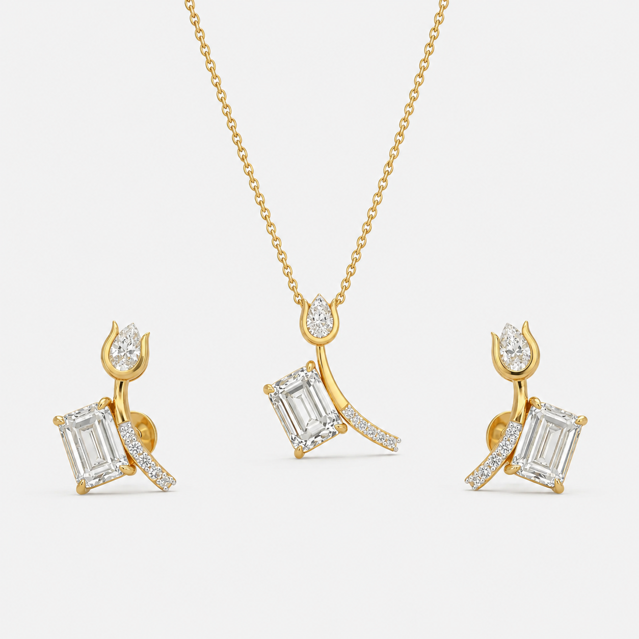 Tulip Emerald Pendant Set