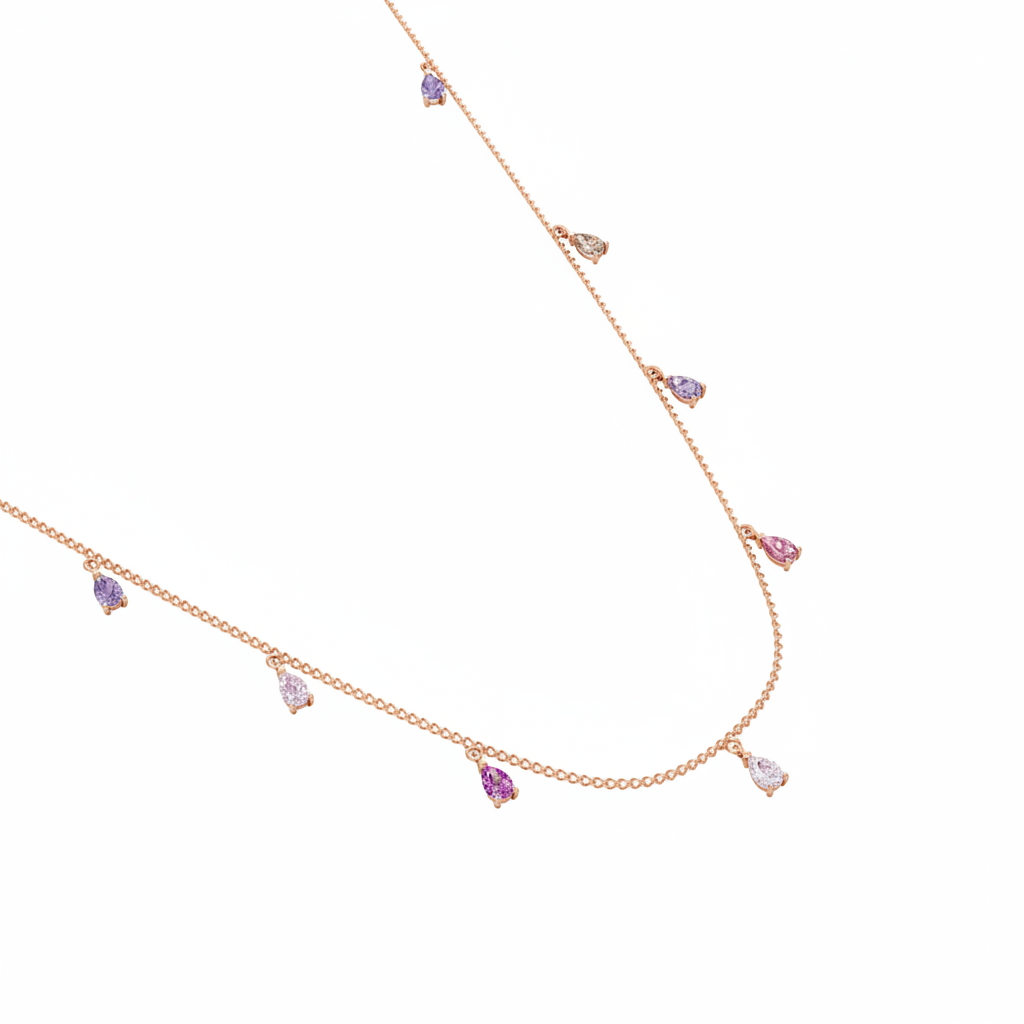 Pear Multi-Coloured Charm Necklace