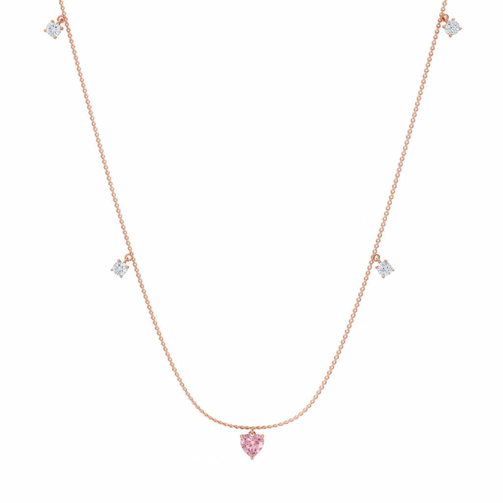 Aqua Blue Heart Charm Necklace