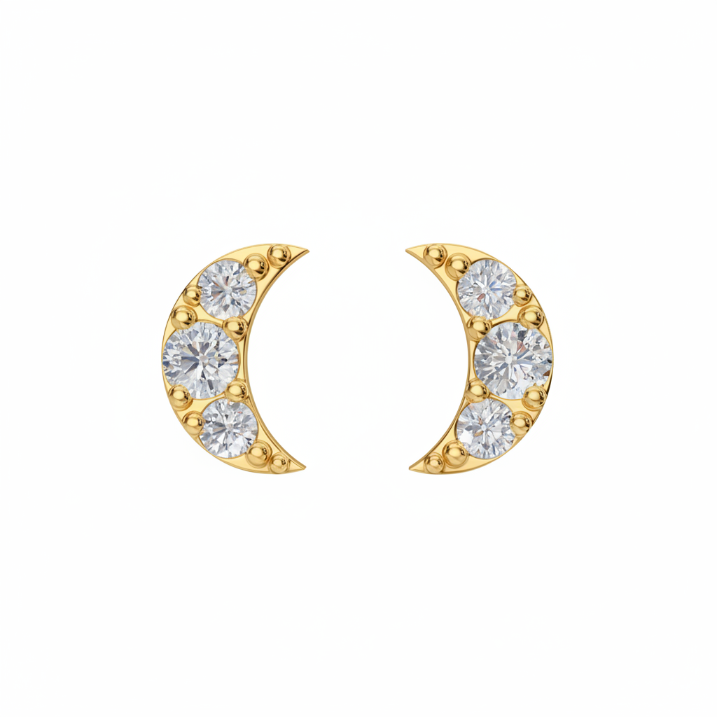 Dainty Moon Stud Earrings