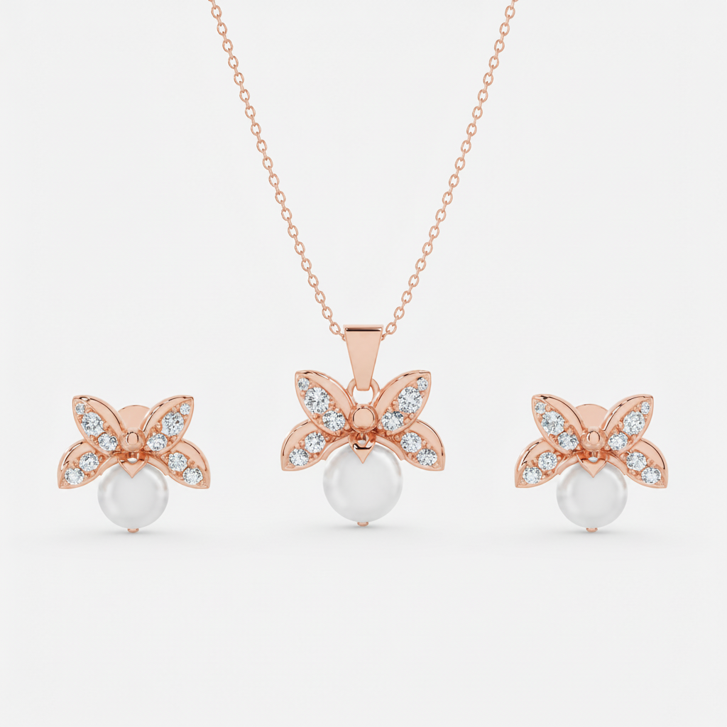 Lunaria Pearl Pendant Set