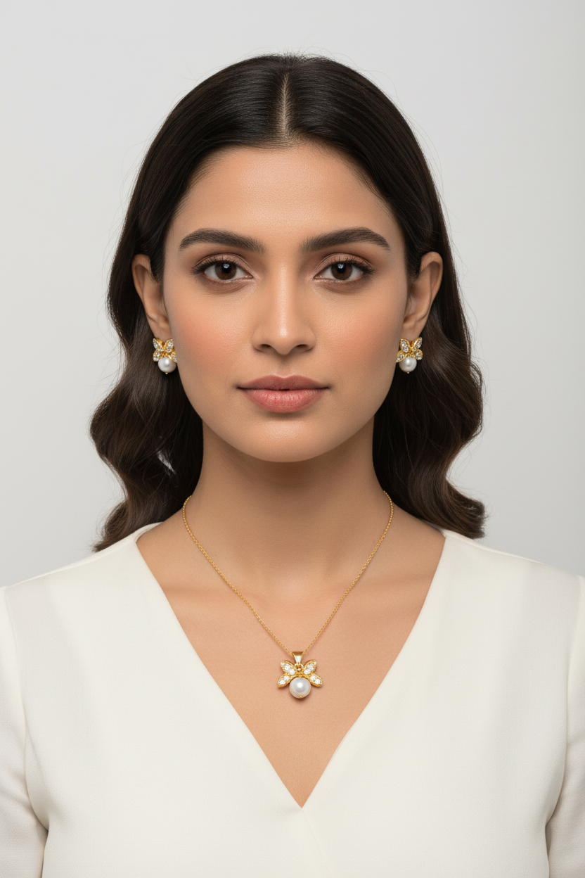 Lunaria Pearl Pendant Set