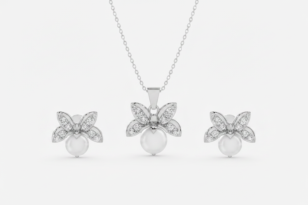 Lunaria Pearl Pendant Set