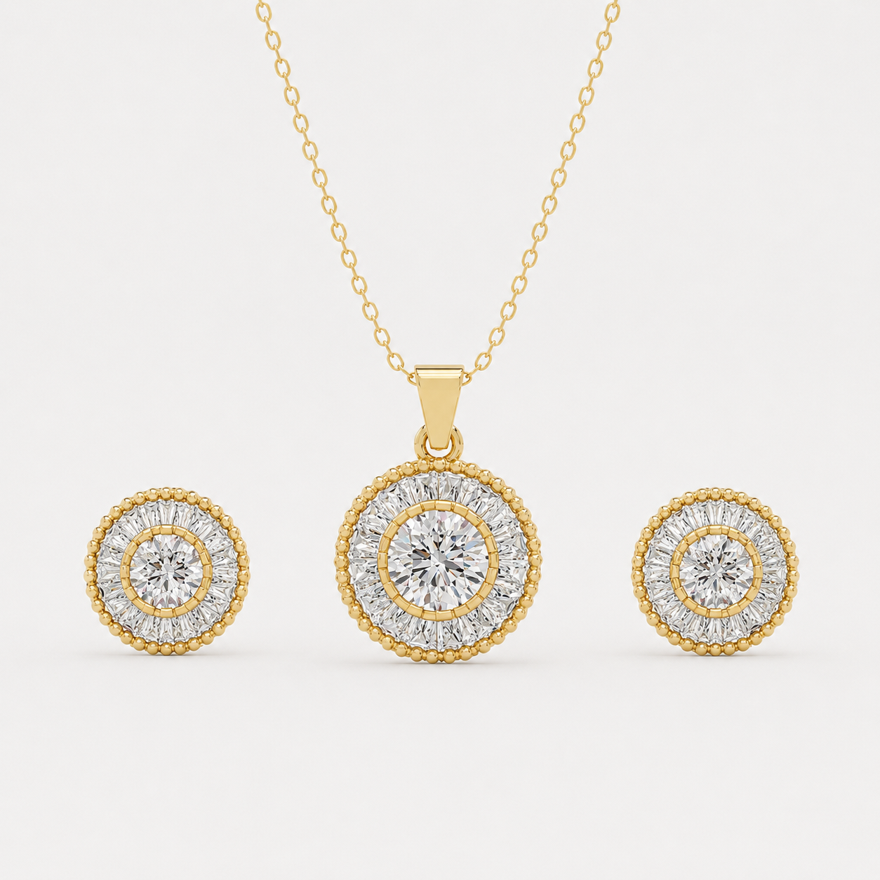 Celestia Halo Pendant Set