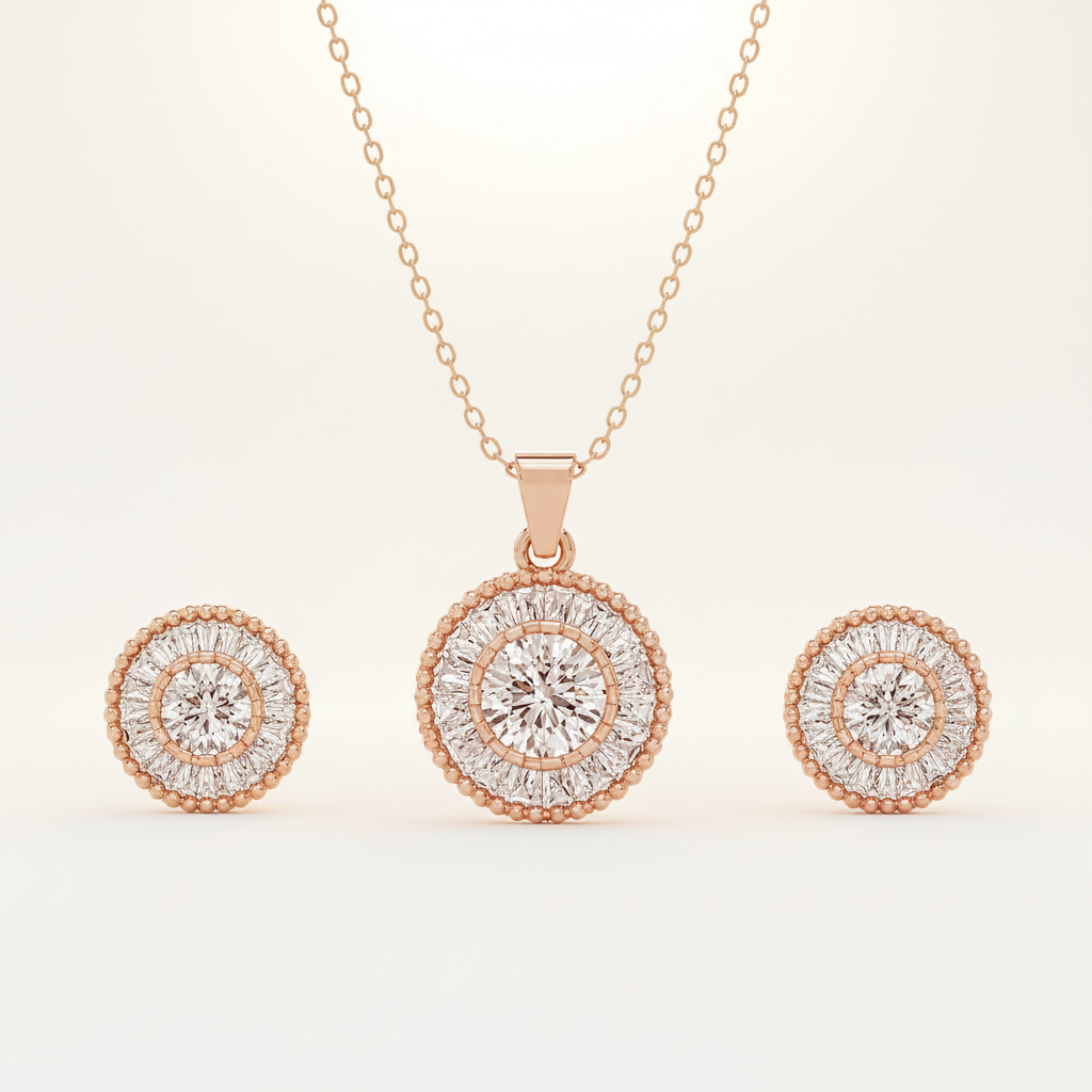 Celestia Halo Pendant Set
