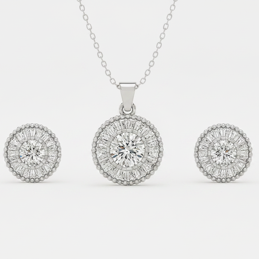 Celestia Halo Pendant Set