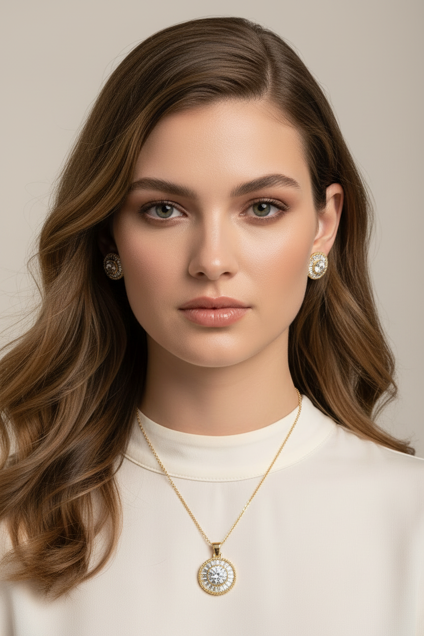 Celestia Halo Pendant Set