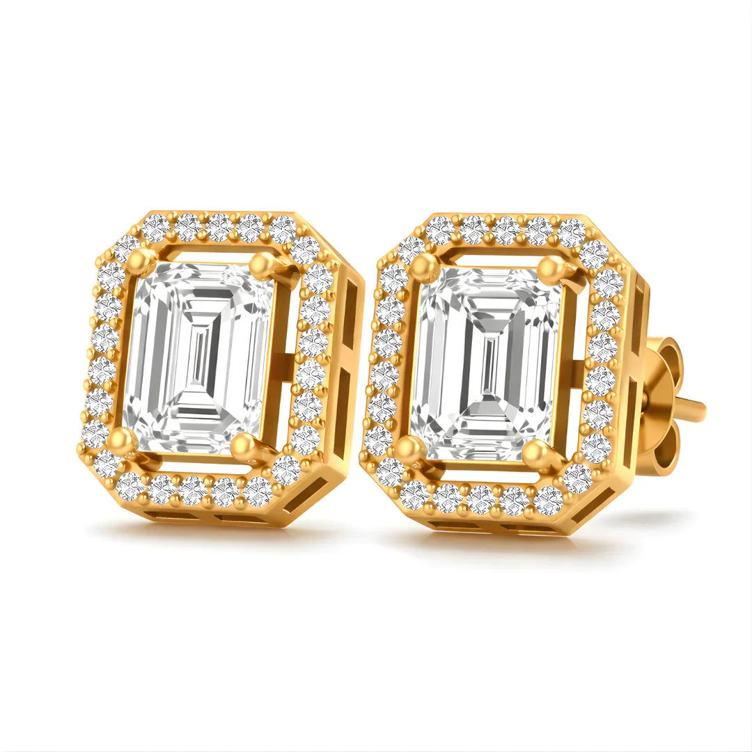 Royal Halo Emerald Stud Earrings
