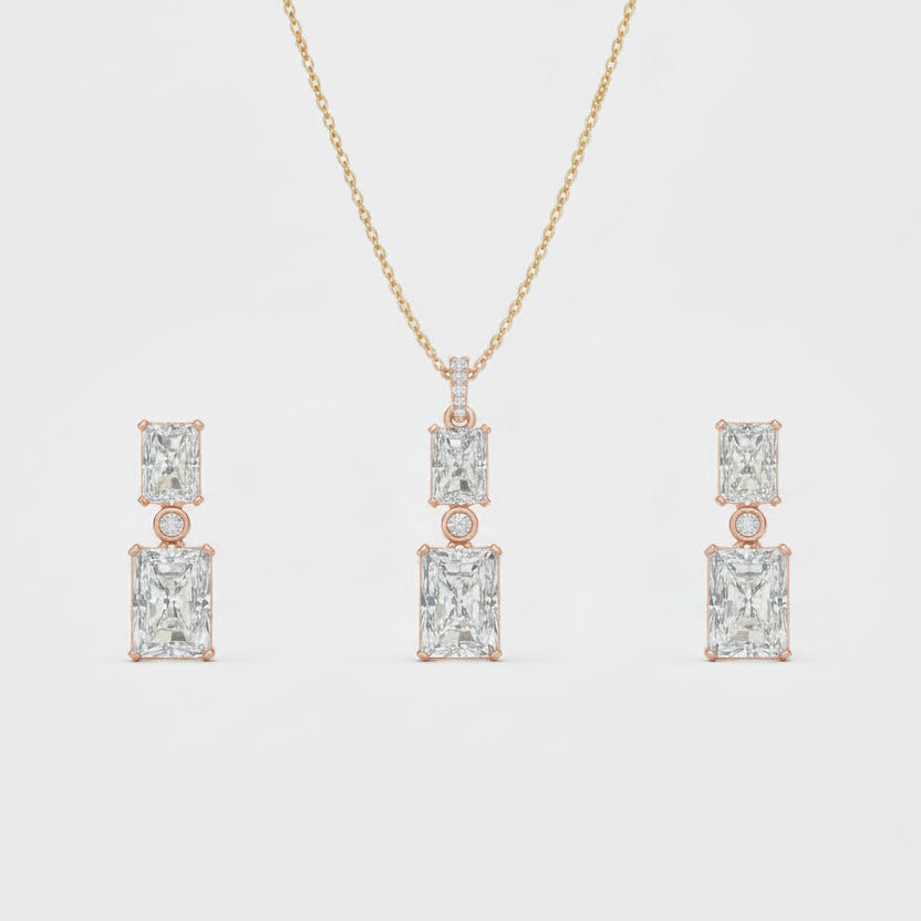 Emerald Duo Pendant Set