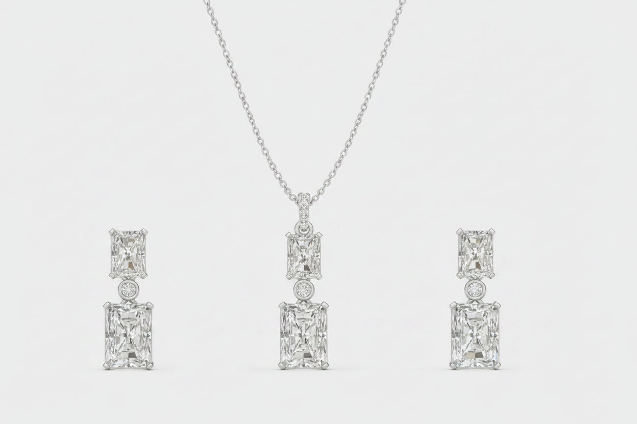 Emerald Duo Pendant Set