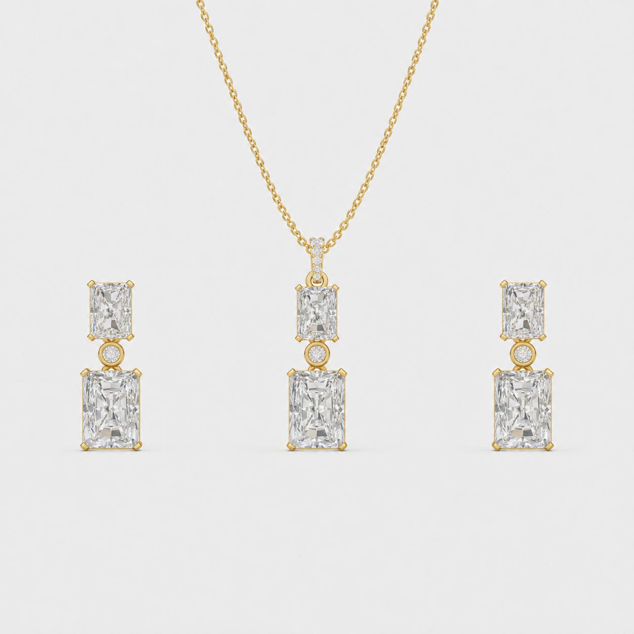 Emerald Duo Pendant Set