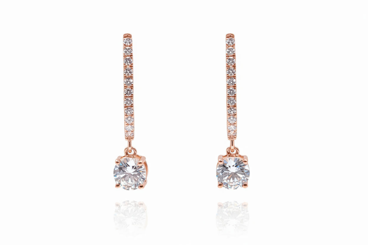Solitaire Drop Hoop Earring