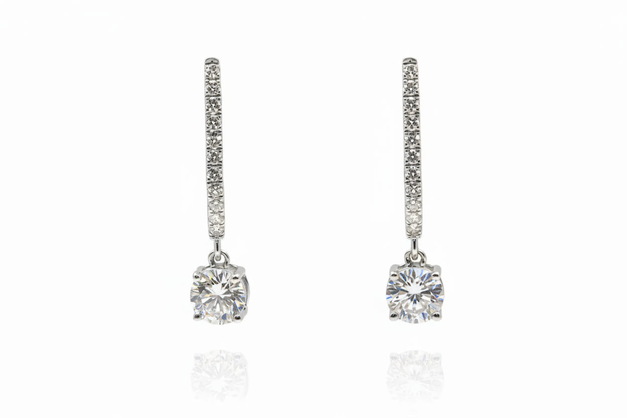 Solitaire Drop Hoop Earring