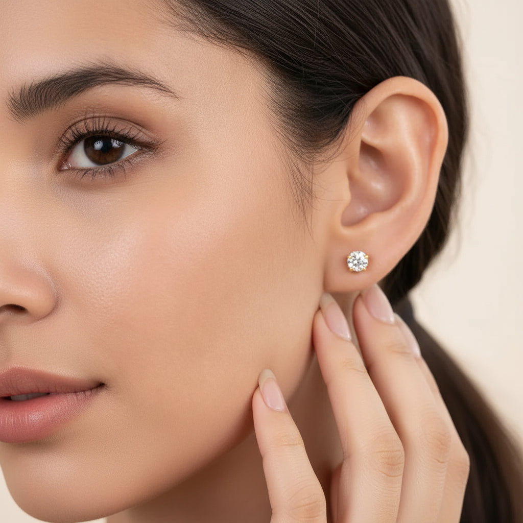 Tulip Round Solitaire Stud Earrings