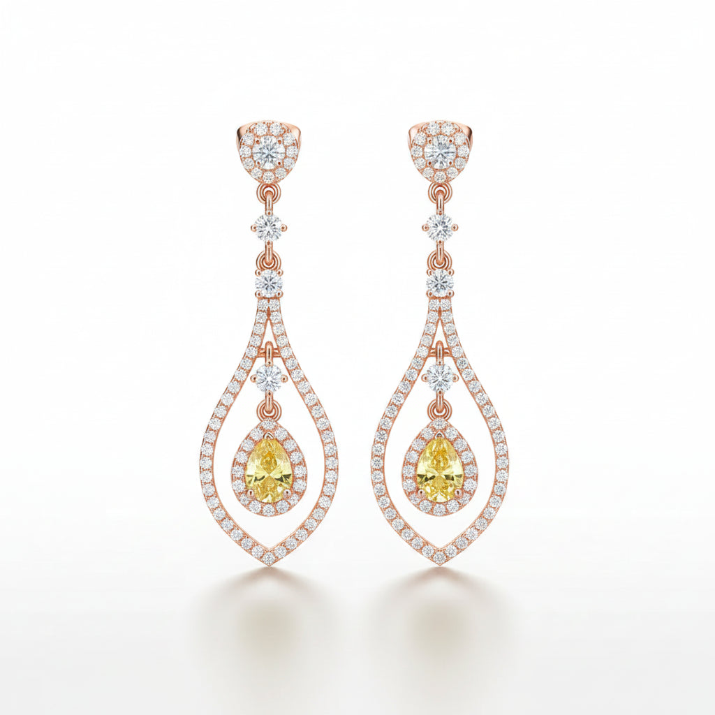 Yellow Saphhire Teardrop Earrings