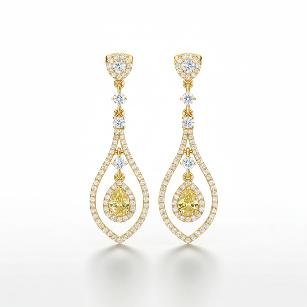 Yellow Saphhire Teardrop Earrings
