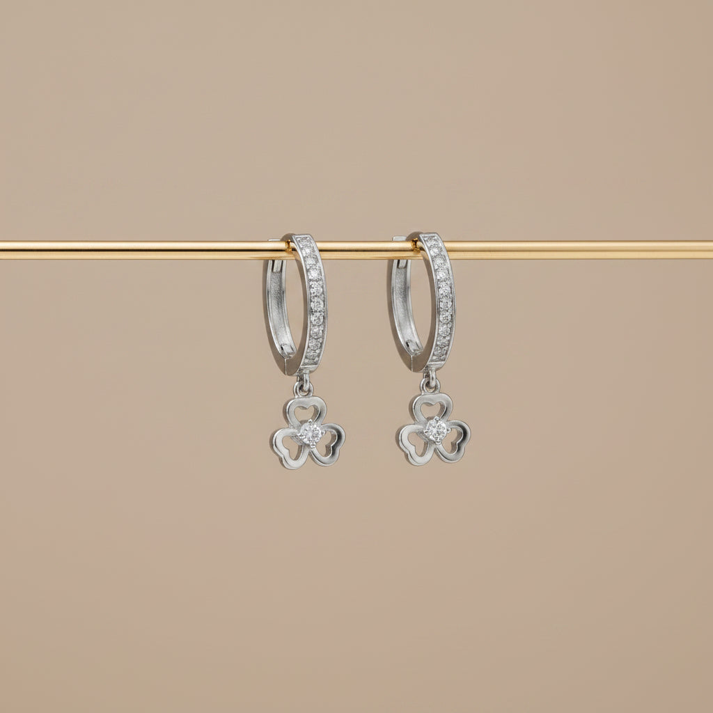 Flower White Drop Earrings