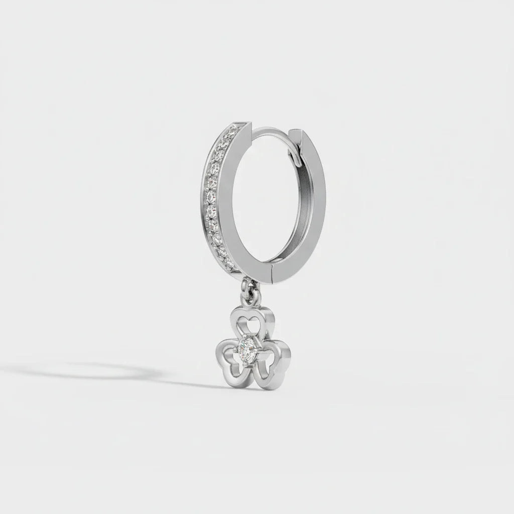 Flower White Drop Earrings