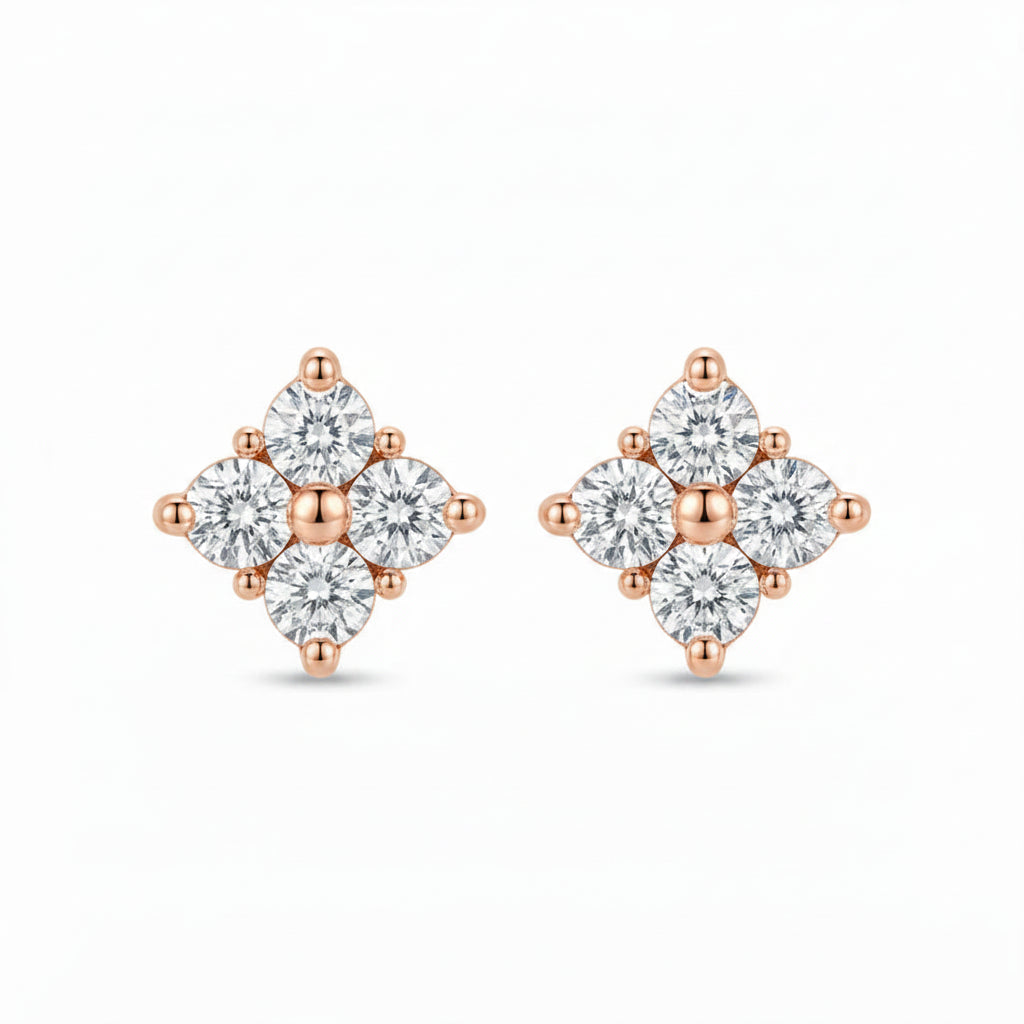 Four Flower Studs Earrings