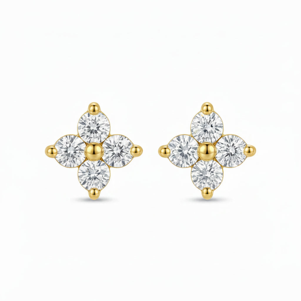 Four Flower Studs Earrings