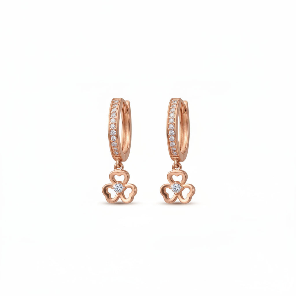 Flower White Drop Earrings
