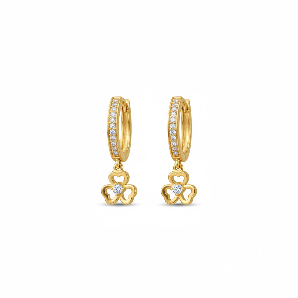 Flower White Drop Earrings