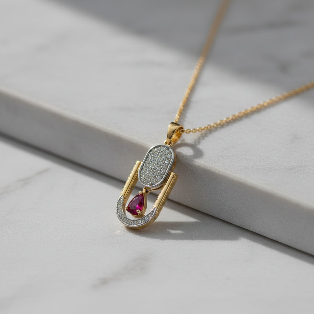 Ruby Halo Link Pendant