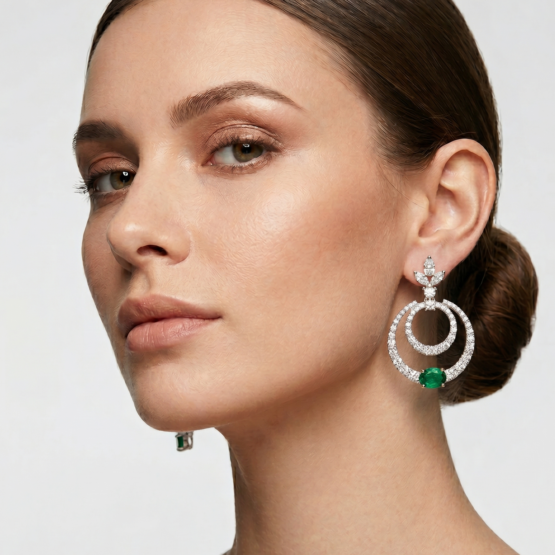 Oval Green Orbit Earrings