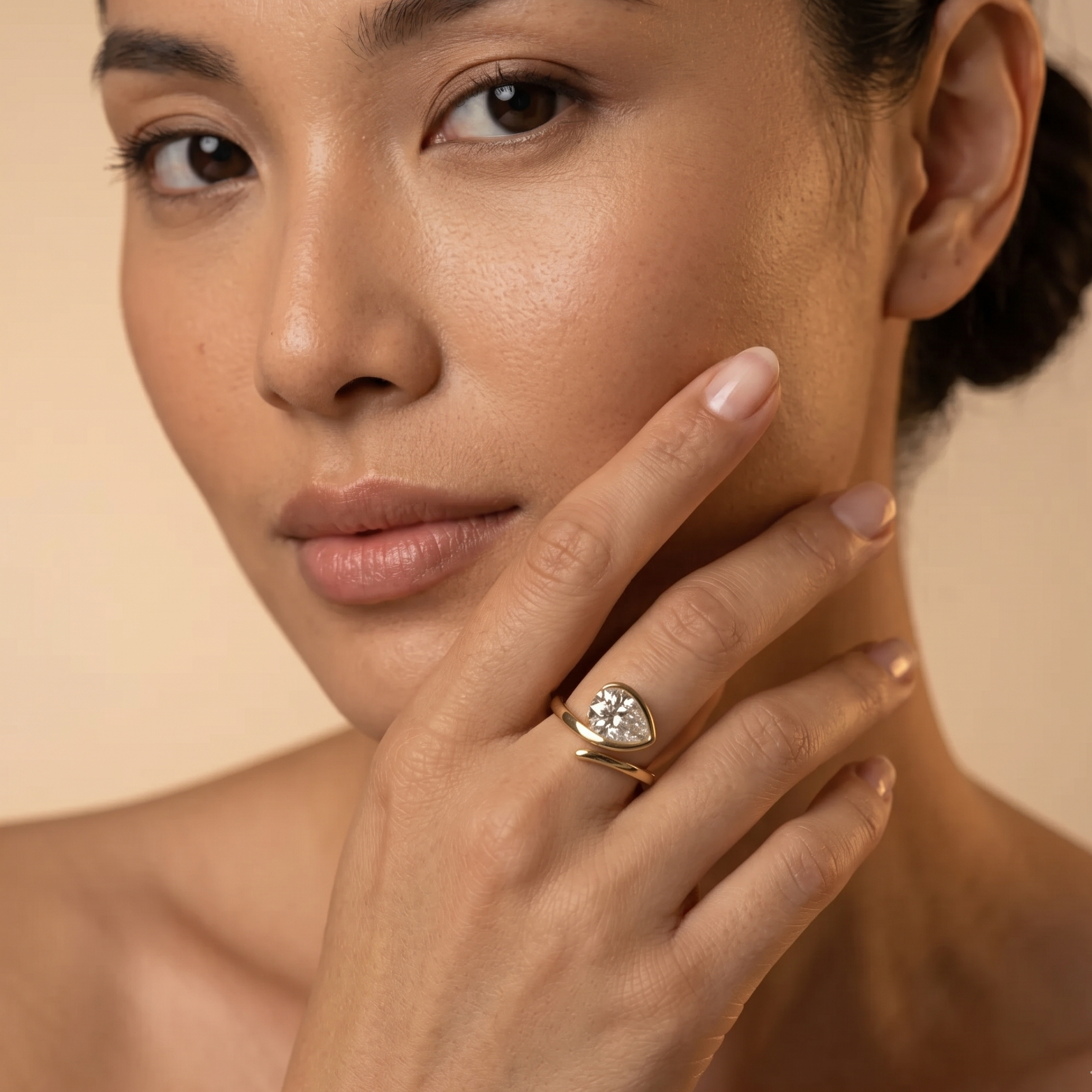 Pear Wrap Solitaire Ring