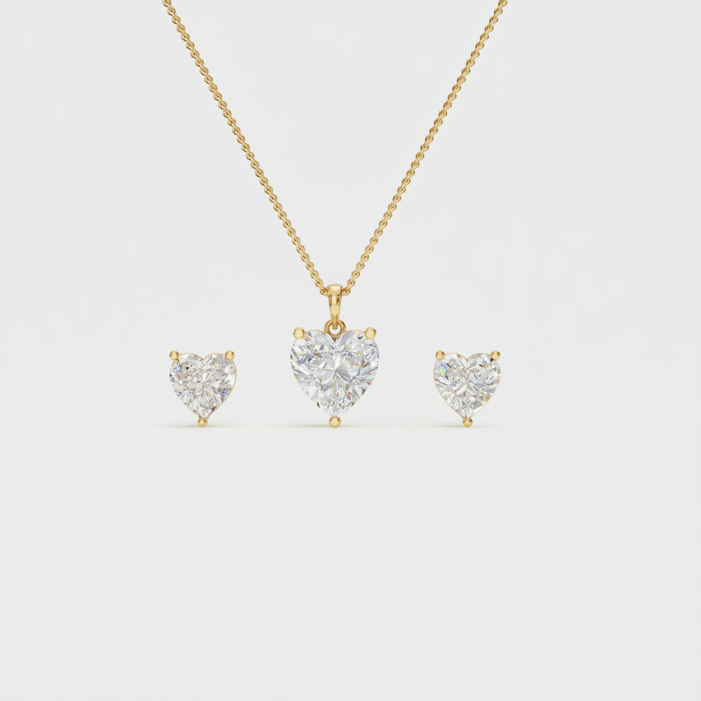 Heart Solitaire Pendant Set