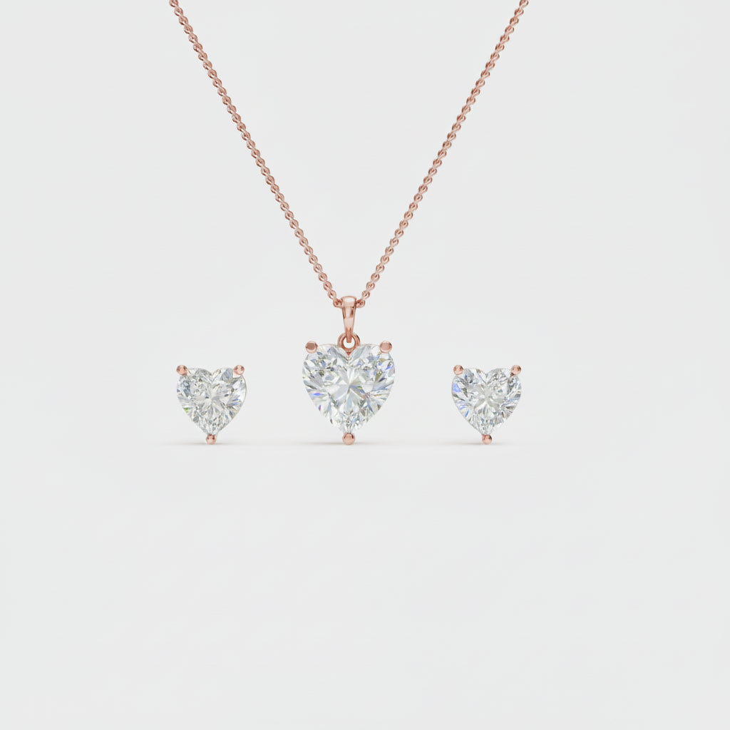 Heart Solitaire Pendant Set
