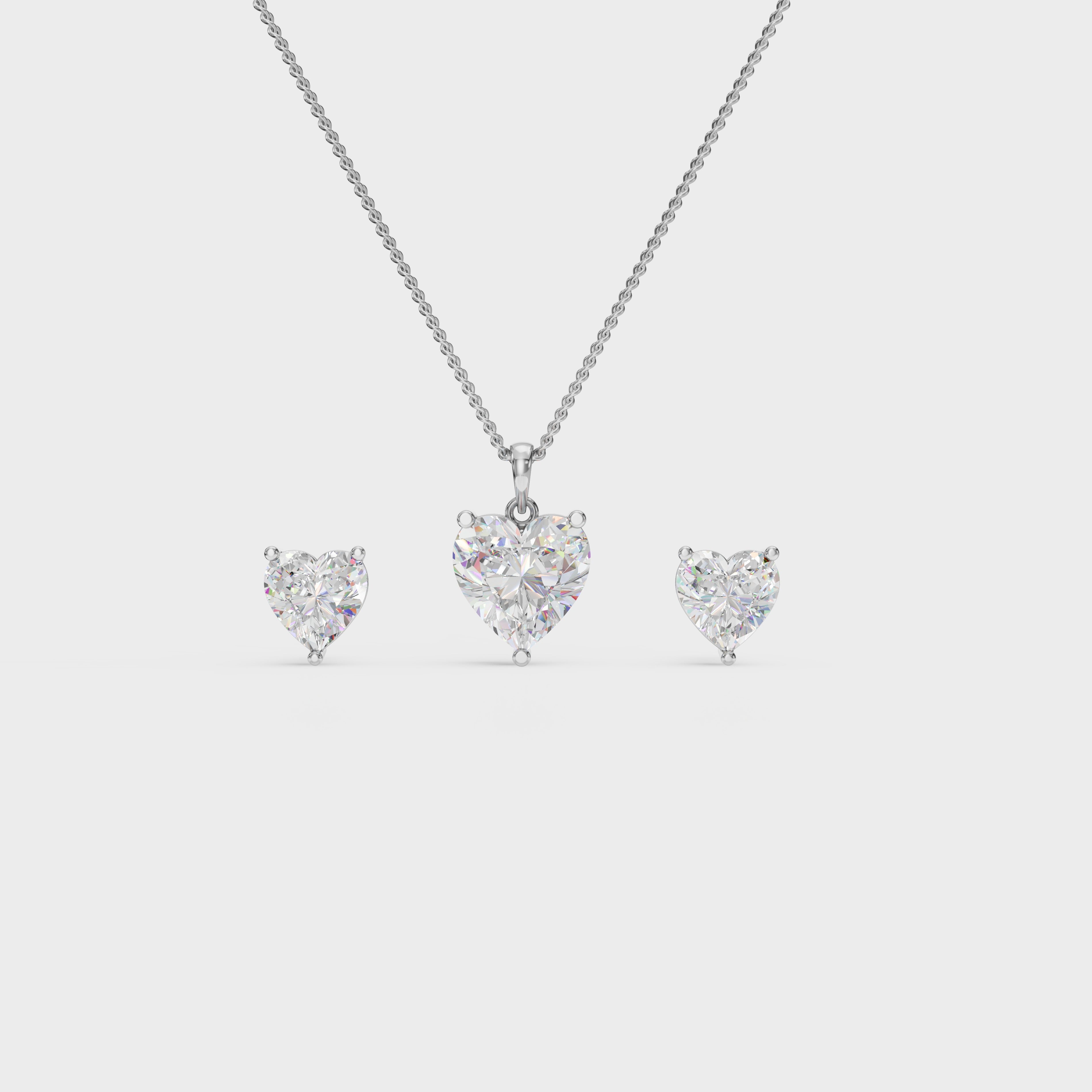 Heart Solitaire Pendant Set