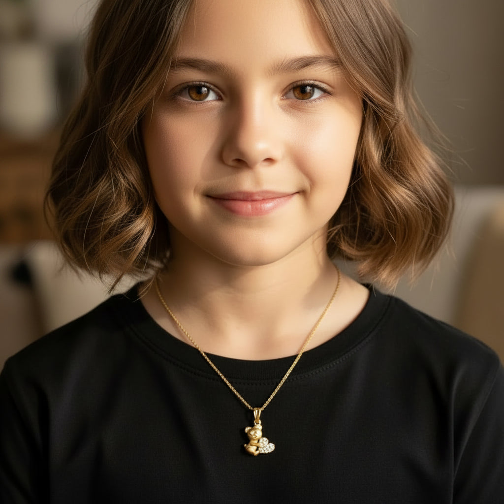 Teddy Heart Charm Pendant