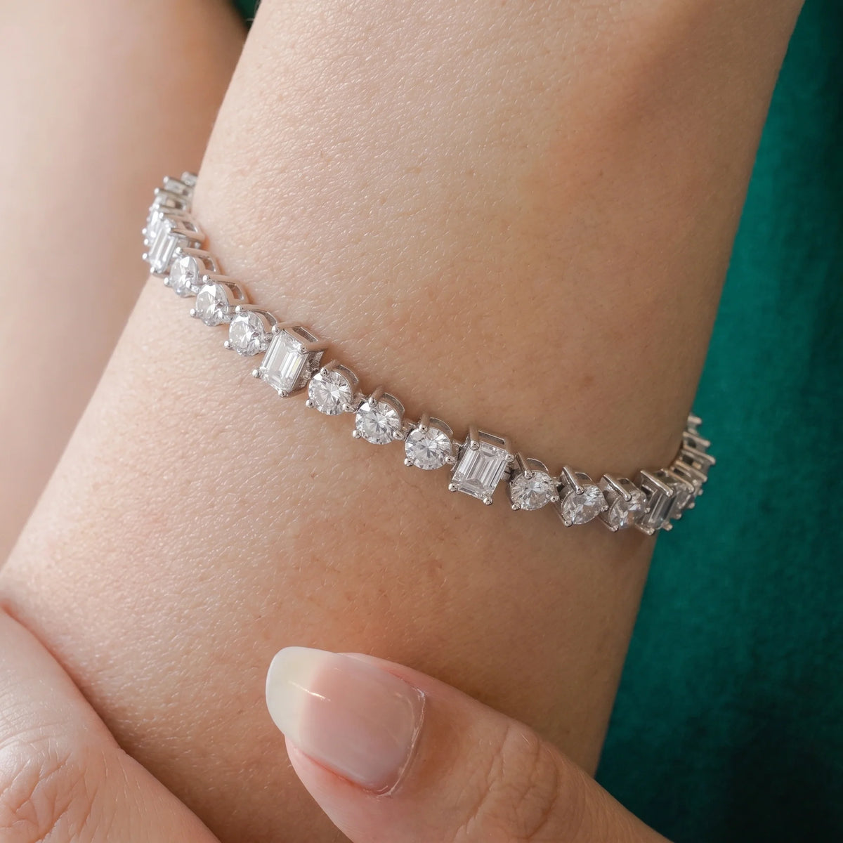 Silver Alternating Tennis Bracelet