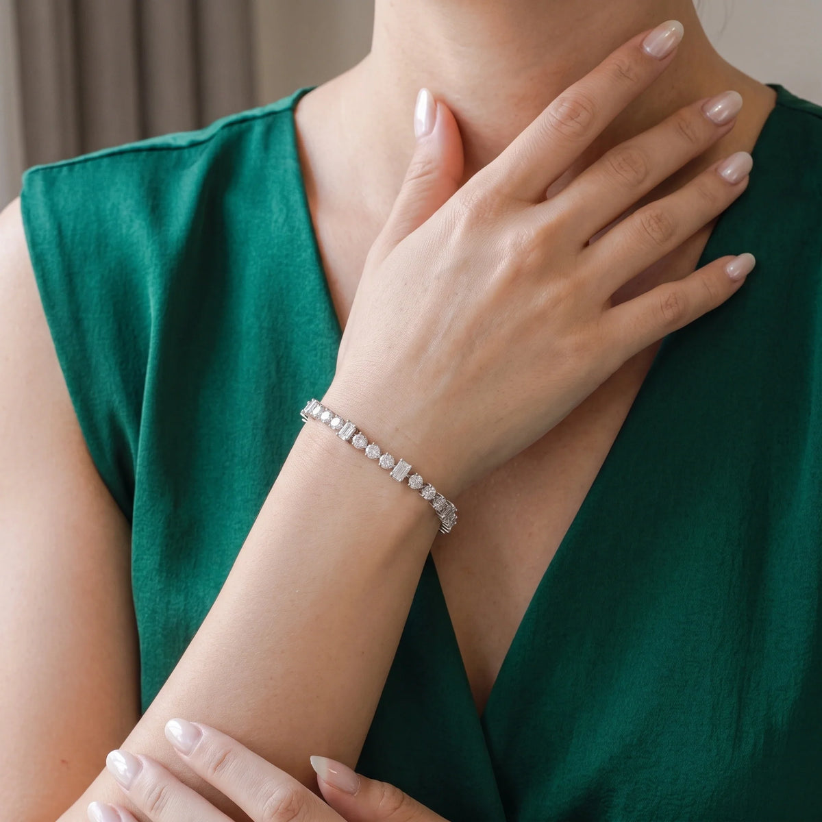 Silver Alternating Tennis Bracelet