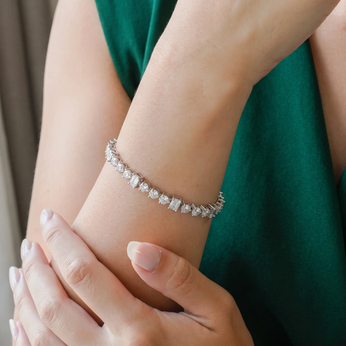Silver Alternating Tennis Bracelet