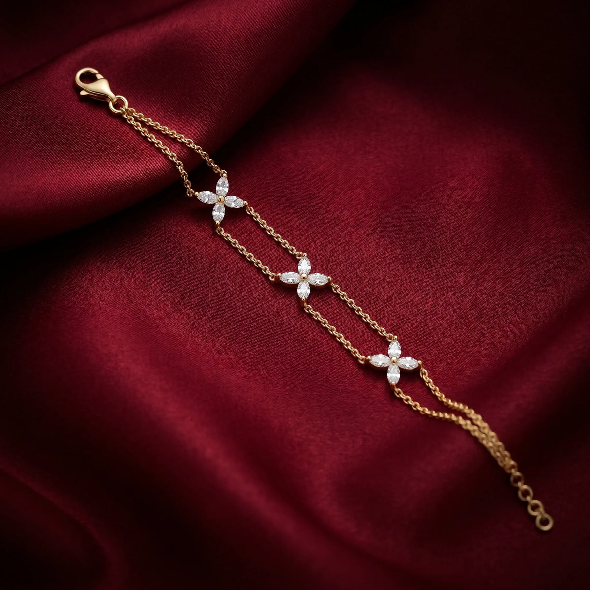 Gold Marquise Floral Bracelet