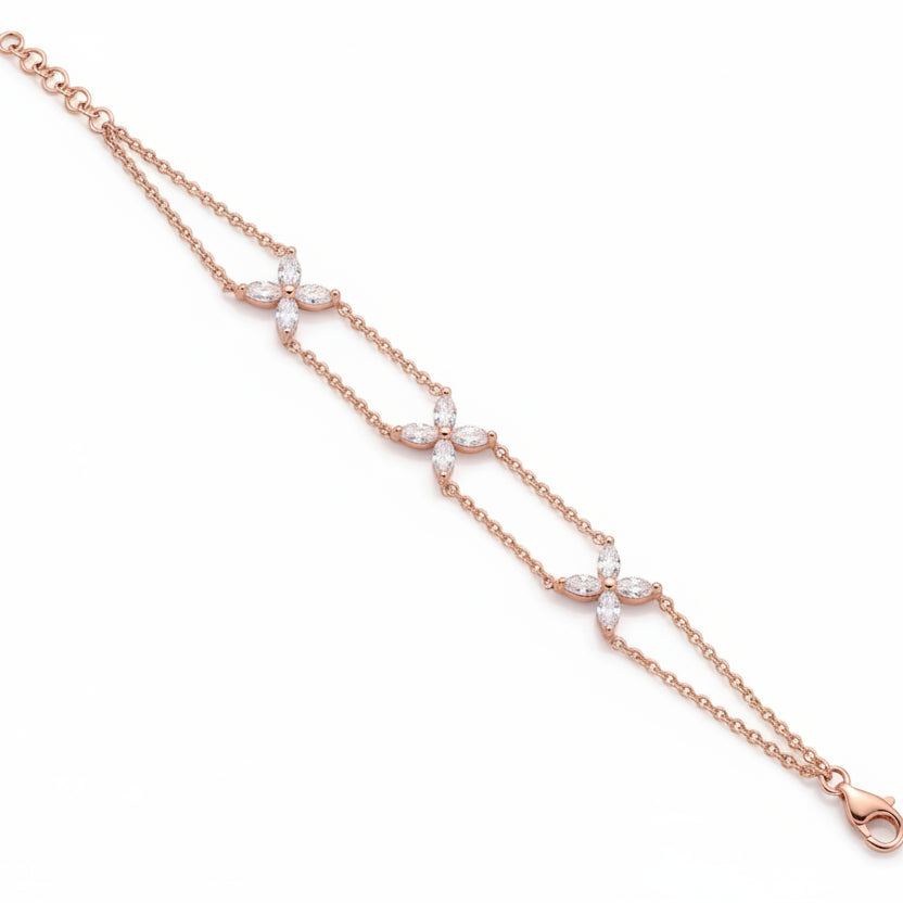 Gold Marquise Floral Bracelet