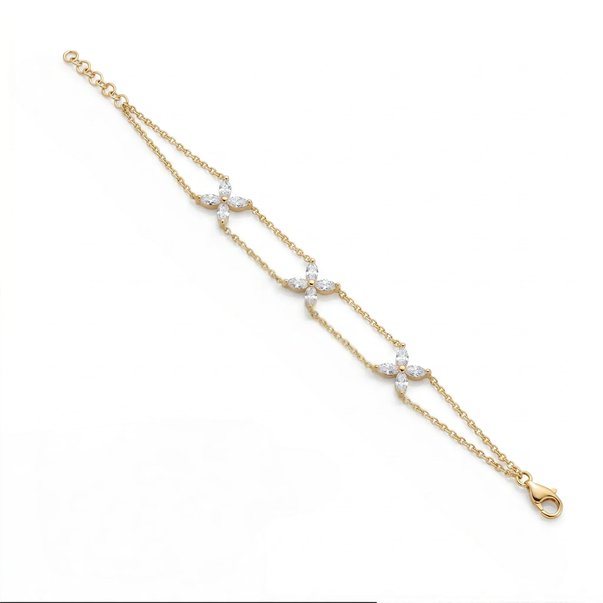 Gold Marquise Floral Bracelet