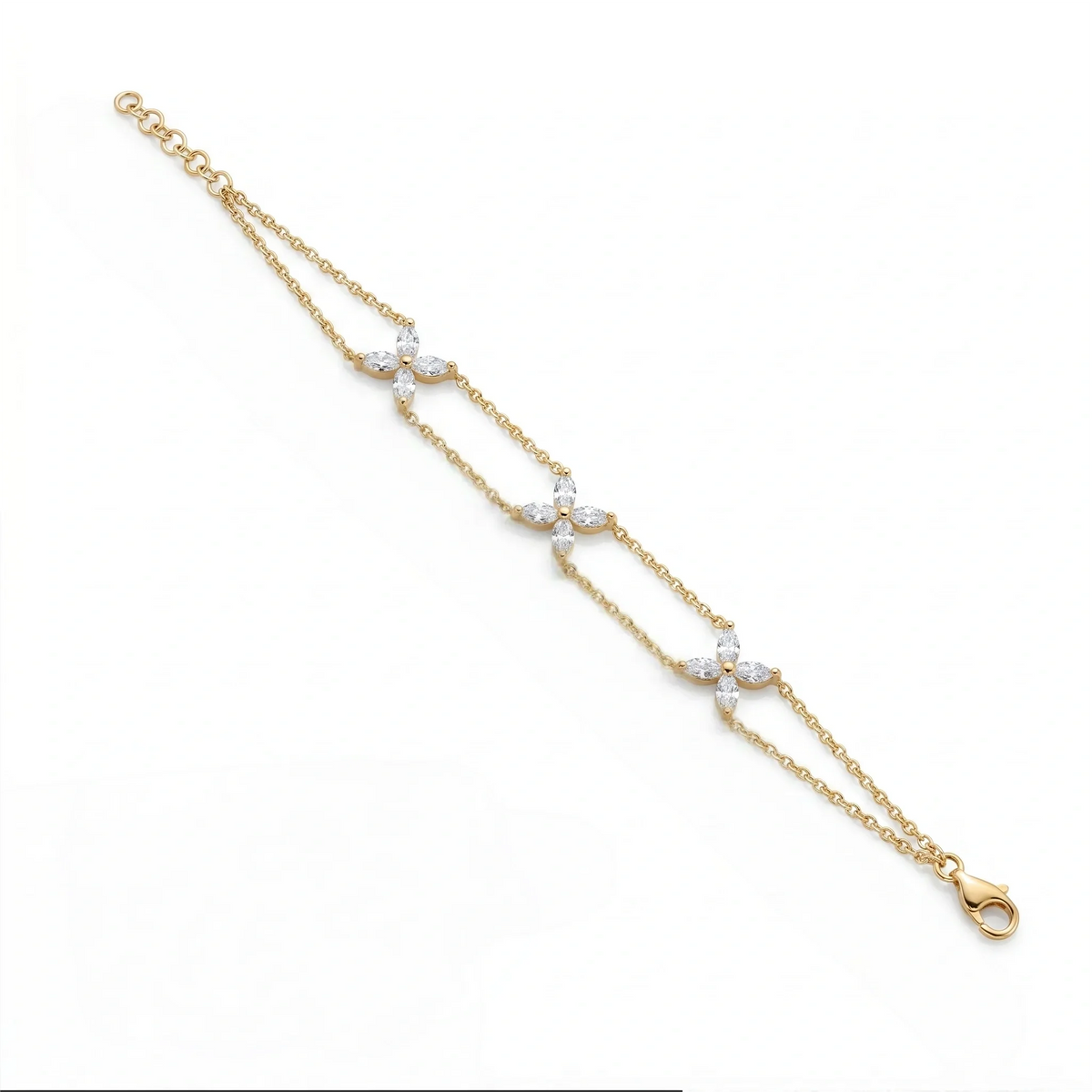 Gold Marquise Floral Bracelet