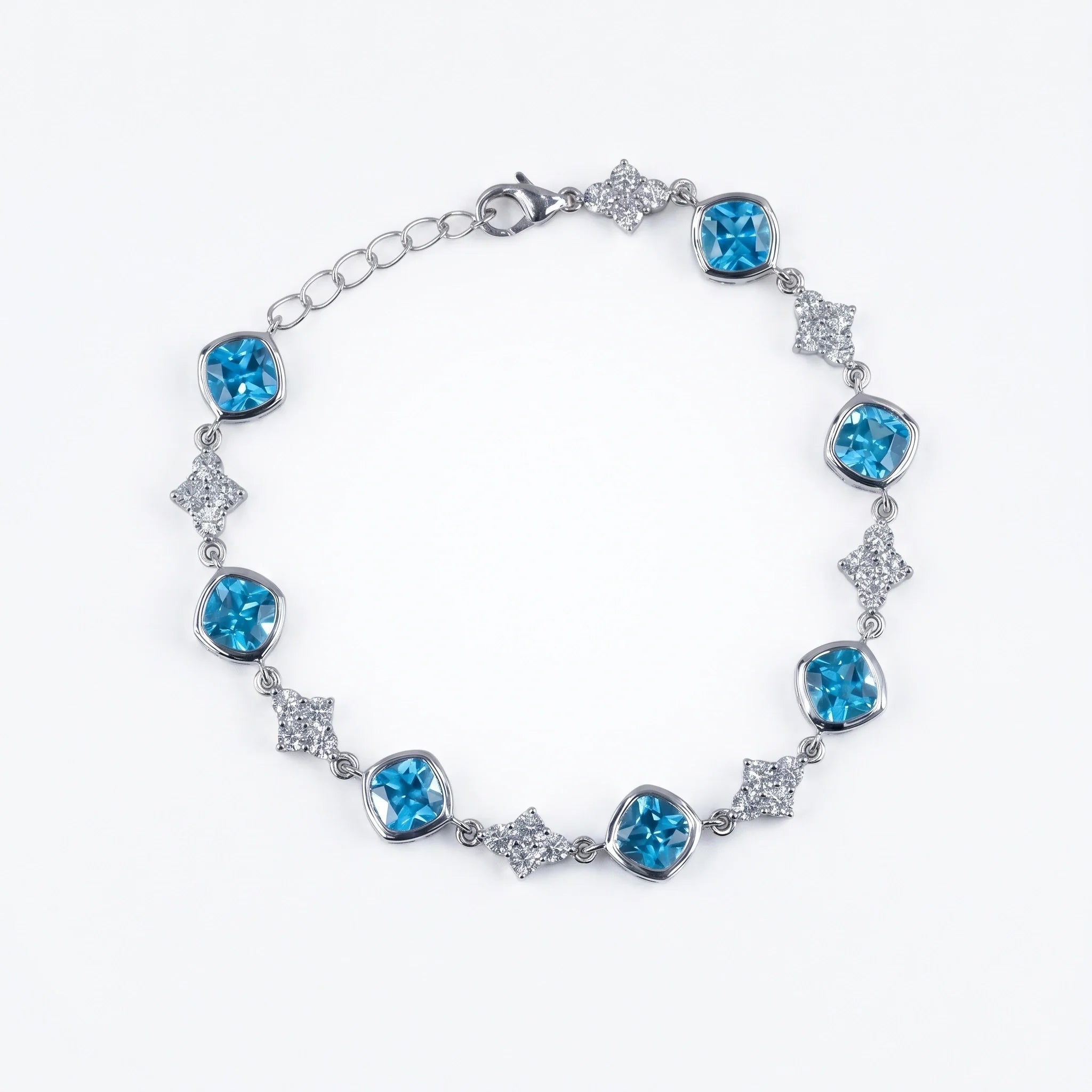 Silver Blue Cushion Bracelet